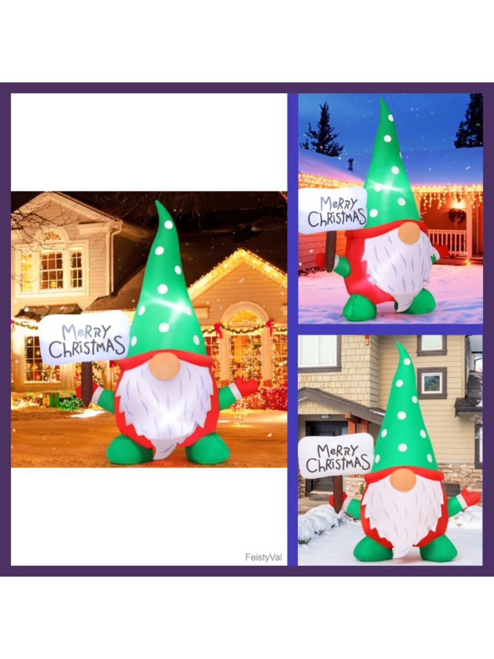 6 FT Christmas Inflatable Gnome Outdoor Decoration with Built-in LED Lights